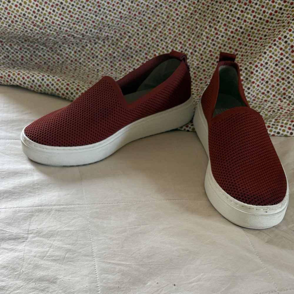 Eileen Fisher Prosper Platform Sneakers Brick Red Woven Slip Ons Size 10 - Picture 12 of 13